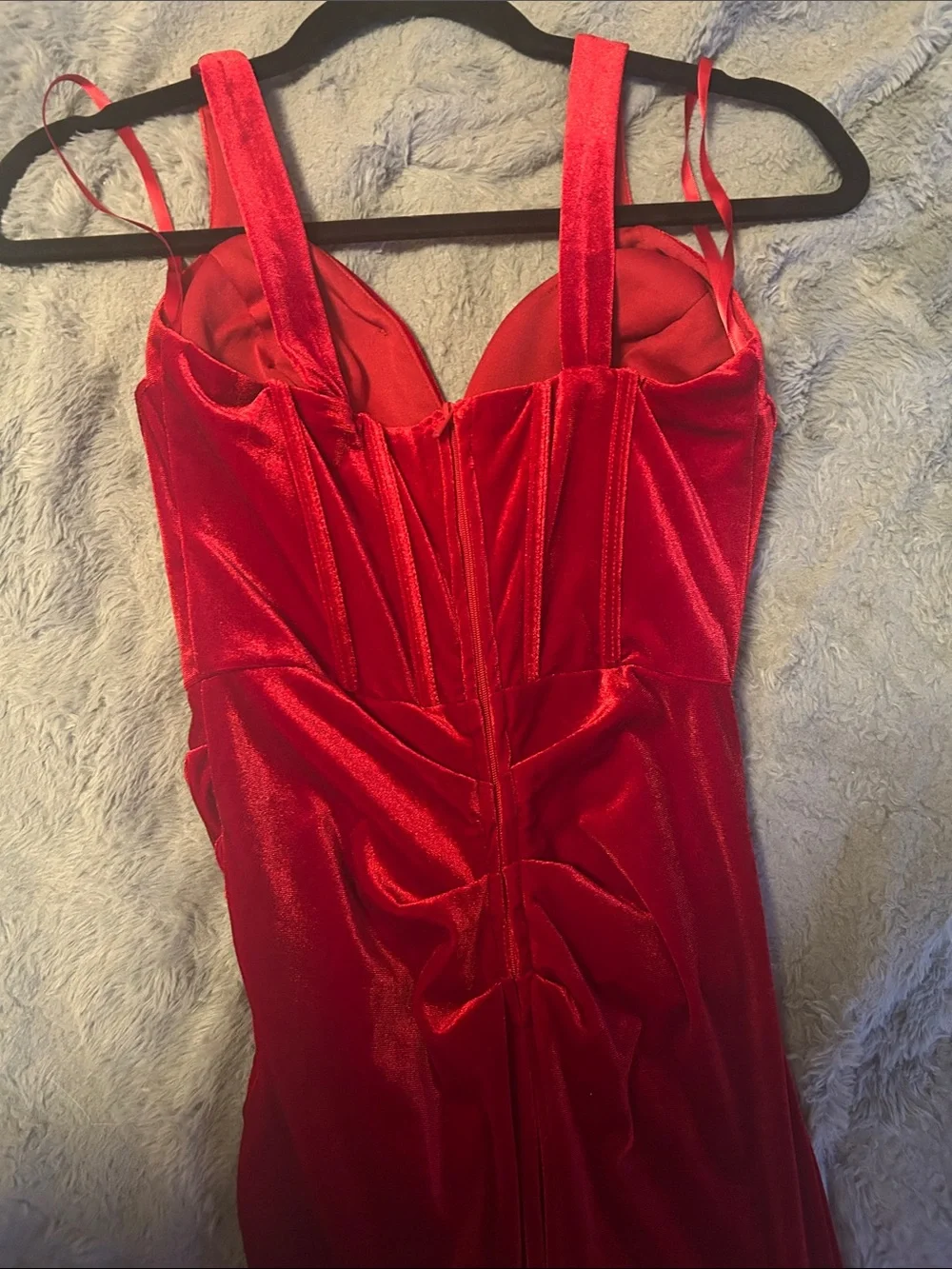 Windsor Red Velvet Maxi Dress with Draped Waist